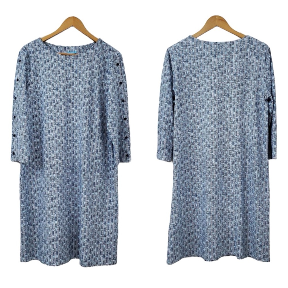 J McLaughlin Catalina cloth blue dress boutton sleeves size medium blue …